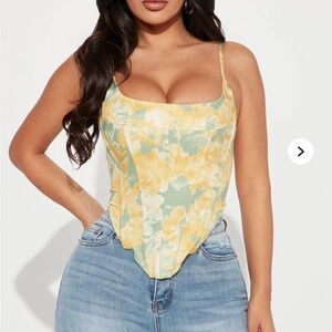Fashion Nova Yellow and Green Floral Corset